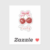 Personalisiert Coquette Cherry Bow Name Aufkleber (Blatt)