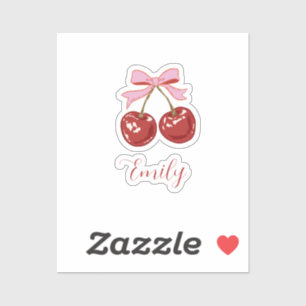 Personalisiert Coquette Cherry Bow Name Aufkleber