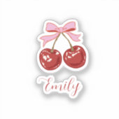 Personalisiert Coquette Cherry Bow Name Aufkleber (Vorderseite)
