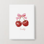 Personalisiert Coquette Cherry Bow Name Button (Vorderseite)