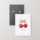 Personalisiert Coquette Cherry Bow Name Button (Vorderseite/Rückseite)