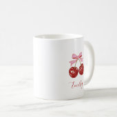 Personalisiert Coquette Cherry Bow Name Kaffeetasse (VorderseiteRechts)