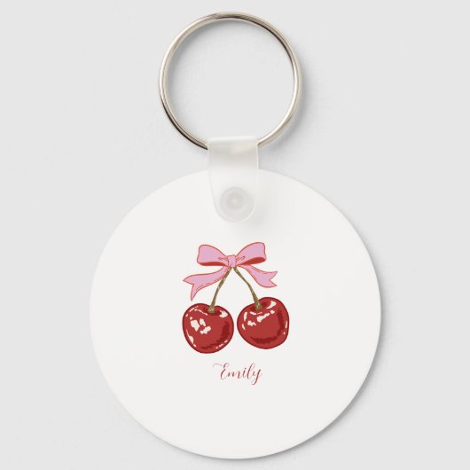 Personalisiert Coquette Cherry Bow Name Schlüsselanhänger (Vorderseite)