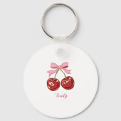 Personalisiert Coquette Cherry Bow Name Schlüsselanhänger (Rückseite)