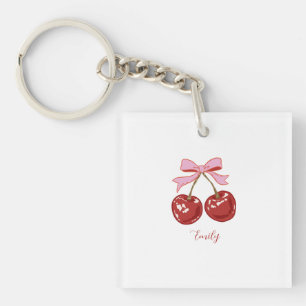 Personalisiert Coquette Cherry Bow Name Schlüsselanhänger