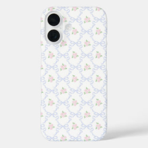 Personalisiert Coquette Preppy Floral iPhone 16 Hülle