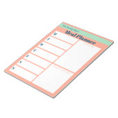 Personalisiert Coral Blue Meal Planner Lebensmitte Notizblock (angewinkelt)