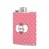 Personalisiert Coral Pink Polka Dot Flask Flachmann (Links)