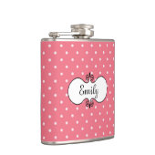 Personalisiert Coral Pink Polka Dot Flask Flachmann (Rechts)