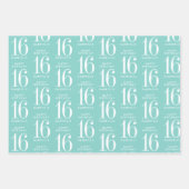 Personalisiert Coral Pink Türkis Glitzer Sweet 16 Geschenkpapier Set (Vorderseite 3)