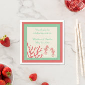 Personalisiert Coral Seepferd Wedding Napkins Serviette (Beispiel)
