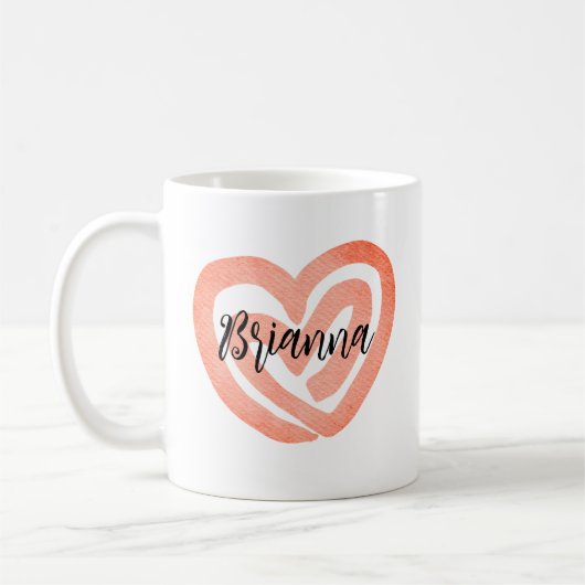 Personalisiert Coral Swirl Herz Kaffeetasse (Links)