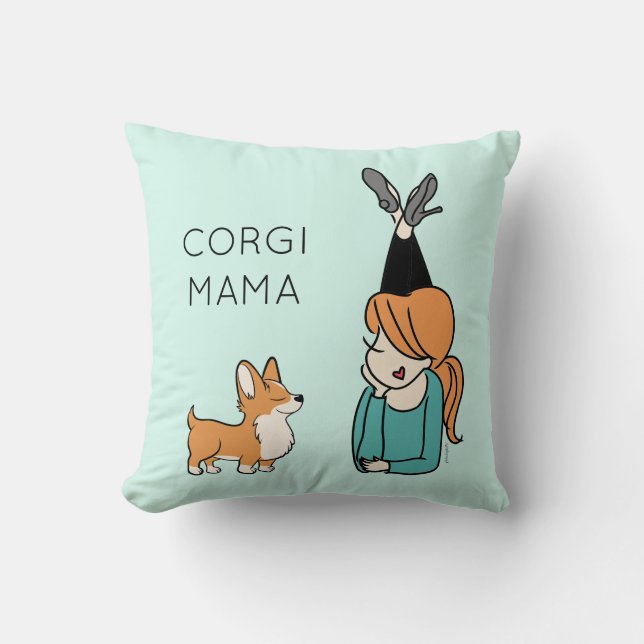 Personalisiert Corgi Mama Throw Kissen (Vorderseite)