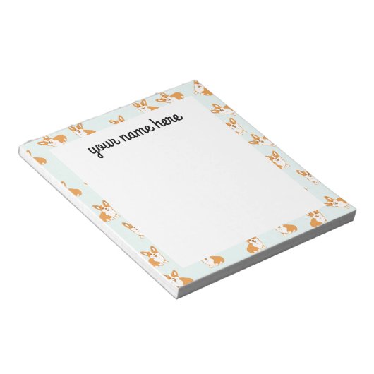Personalisiert Corgi Notepad Notizblock (angewinkelt)