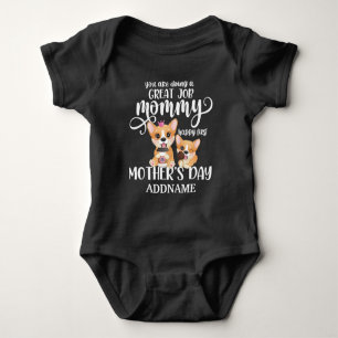 Personalisiert Corgi Pups Happy 1. Müttertag Baby Strampler