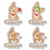Personalisiert Corgi Set Aufkleber (Vorderseite)