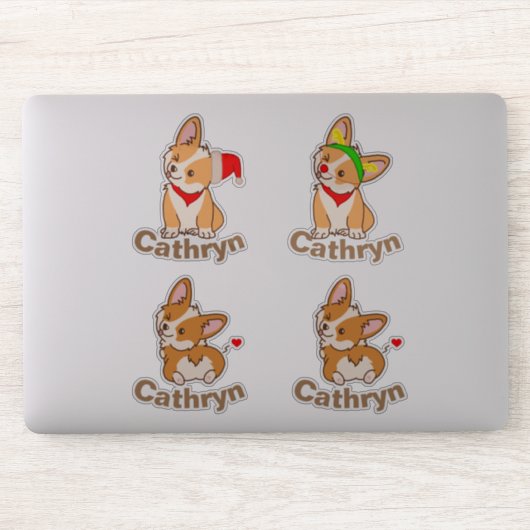 Personalisiert Corgi Set Aufkleber (Computer)