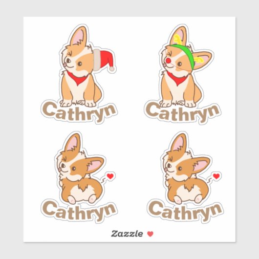 Personalisiert Corgi Set Aufkleber (Blatt)
