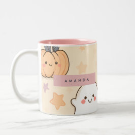 Personalisiert Cosy Fall Halloween Ghost Pumpkin Zweifarbige Tasse