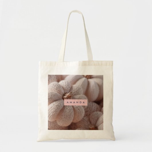 Personalisiert Cosy Strick Pumpkin Ästhetik Tragetasche (Vorne)