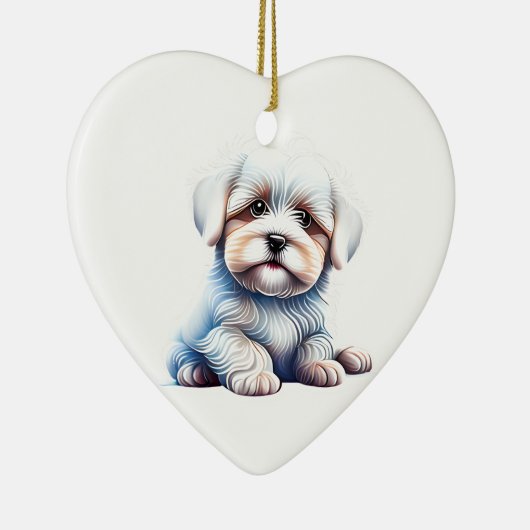 Personalisiert Coton de Tulear Puppy Keramik Ornament (Rechts)