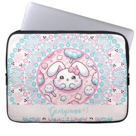 Personalisiert Cotton Candy Kawaii Bunny Dot Manda Laptopschutzhülle