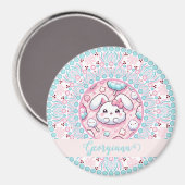 Personalisiert Cotton Candy Kawaii Bunny Dot Manda Magnet (Vorderseite/Rückseite)