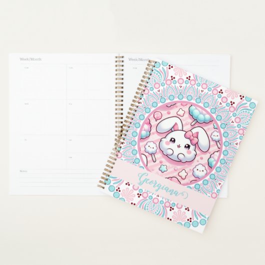 Personalisiert Cotton Candy Kawaii Bunny Dot Manda Planer (Anzeige)