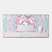 Personalisiert Cotton Candy Kawaii Bunny Dot Manda Schreibtischunterlage (Tastatur & Maus)