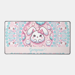 Personalisiert Cotton Candy Kawaii Bunny Dot Manda Schreibtischunterlage