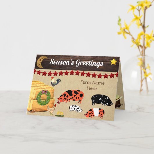 Personalisiert - Country Christmas KuneKune Pig Fa Karte (Gelbe Blume)