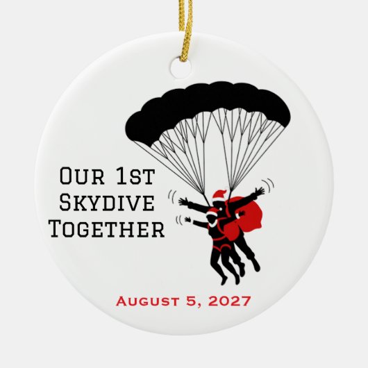 Personalisiert Couple Skydiving Weihnachten Keramik Ornament (Vorne)