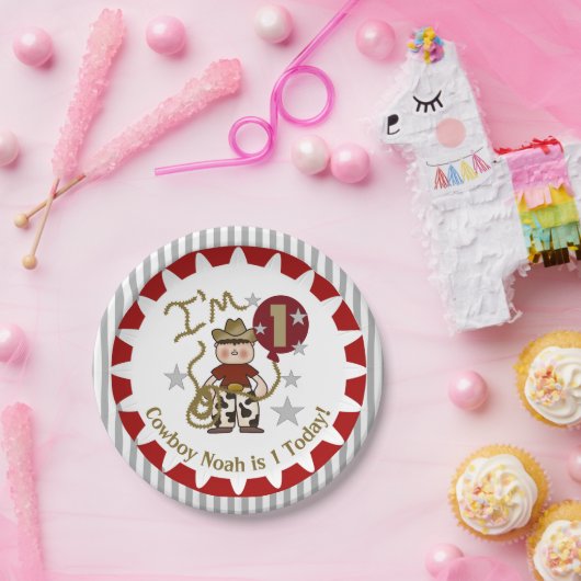 Personalisiert Cowboy 1. Geburtstag Paper Teller (Party)
