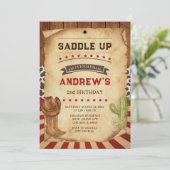 Personalisiert Cowboy 2. Geburtstag Einladung (Stehend Vorderseite)