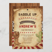 Personalisiert Cowboy 2. Geburtstag Einladung (Vorne/Hinten)