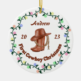 Personalisiert Cowboy Baby Keramik Ornament
