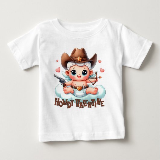Personalisiert Cowboy Cupid Valentine Baby T - Shi Baby T-shirt (Vorderseite)