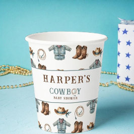 Personalisiert Cowboy Pattern Kinderdusche Pappbecher