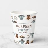 Personalisiert Cowboy Pattern Kinderdusche Pappbecher (Vorderseite)