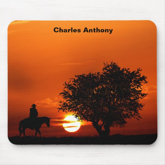 Personalisiert Cowboy Sunset Mousepad Mouse Pad (Vorne)