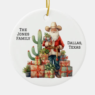 Personalisiert Cowboy Western Weihnachten Keramik Ornament