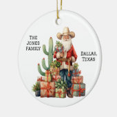 Personalisiert Cowboy Western Weihnachten Keramik Ornament (Links)