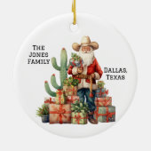 Personalisiert Cowboy Western Weihnachten Keramik Ornament (Hinten)