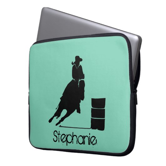 Personalisiert Cowgirl Barrel Racer Laptopschutzhülle (Vorderseite Links)