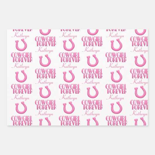 Personalisiert Cowgirl Forever Geschenkpapier Set (Vorderseite 2)