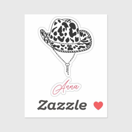 Personalisiert Cowgirl Hat Bachelorette Individuel Aufkleber (Blatt)