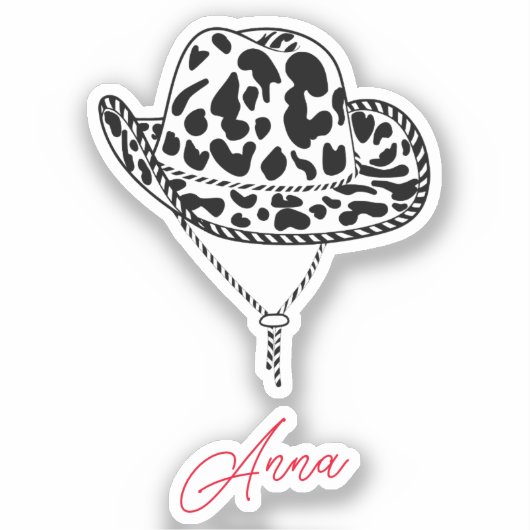 Personalisiert Cowgirl Hat Bachelorette Individuel Aufkleber (Vorderseite)