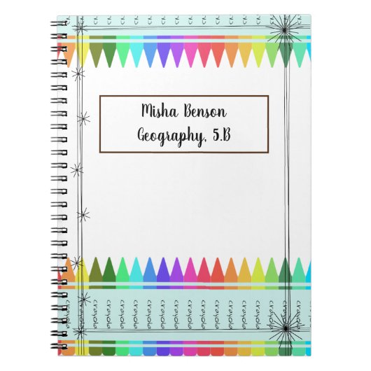 Personalisiert Crayons Multicolored School Noteboo Notizblock (Vorderseite)