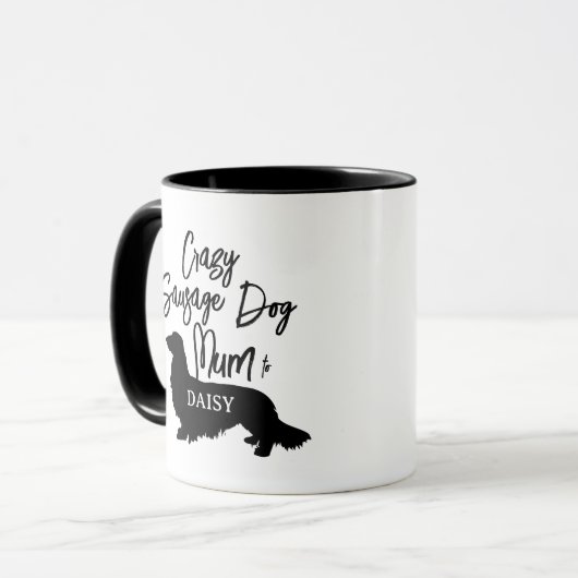 Personalisiert Crazy Sausage Dog Mum Tee Tasse Ges (Vorderseite Links)