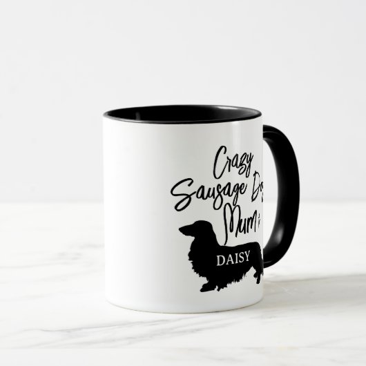 Personalisiert Crazy Sausage Dog Mum Tee Tasse Ges (VorderseiteRechts)